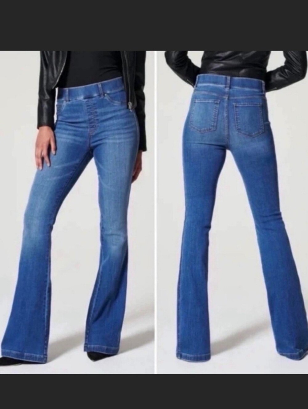 Spanx Flare Leg Jeans Vintage Indigo Pull On Shaping Womens XL TALL (34x36)
